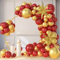 【数量限定】結婚式男女兼用 卒業式 パーティー 感謝祭 誕生日飾り バルーン 結婚式記念日お祝い BIRTHDAY 101個風船セットHAPPY レッド金 飾り付け 誕生日 風船