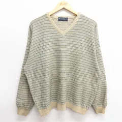 XL/古着 長袖 セーター メンズ 80s Vネック ベージュ他 カーキ 24jan10 中古 ニット トップス