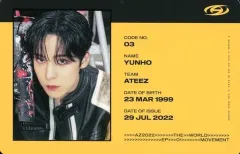 【中古】コレクションカード(男性) ATEEZ/ユノ(Yunho)/CD「THE WORLD EP.1 ： MOVEMENT」(DIARY Ver.)封入特典IDカード