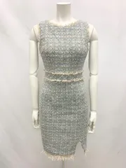 1238 JEWELS ジュエルズ　キャバクラ　ドレス　ツイード　ラメ　ノースリーブ　ワンピース　フリンジ　スリット　キャバドレス S