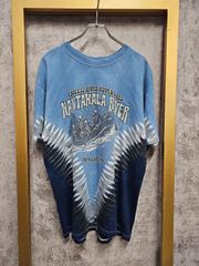 【US古着】NANTAHALA RIVER Skull Tie-Dye T-Shirt | ナンタハラリバー ノースカルフォニア スカル タイダイ柄 ブルー L~XL プリント 半袖 Tシャツ