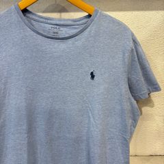 古着　L　ラルフローレン　RalphLauren　Tシャツ　薄青色   霜降り   ワンポイントロゴ