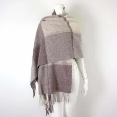ツイードミル TWEEDMILL 英国製 ストール 大判 ショール ウール チェック柄 ベージュ グレージュ アイボリー