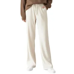 【新品】 [Fiorior] ＼暖かい／【柔らかな肌触り】 裏起毛パンツ レディース コーデュロイ 裏起毛 パンツ 冬 ボトムス ストレート ロングパンツ かわいい 裏ボア 部屋着 暖かいズボン 【厚手】 ホワイト M 0