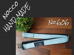 No.606【Gray DENIM Remake SHOLDER  Black leatherタグ】👖デニムリメイクショルダー紐💚ネックストラップにも🆗✨