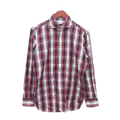 ビームスハート BEAMS HEART カジュアルシャツ 長袖 チェック M 紺 ネイビー 赤 レッド /CT ■MO