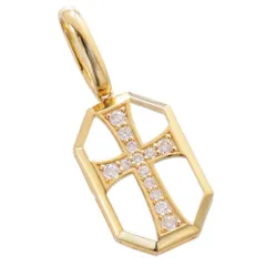 ペンダントトップ メンズ 18金 K18 ダイヤモンド メンズペンダントトップ クロス 十字架 ネックレスヘッド イエローゴールド トップ 男性 鑑別書付き【アクセサリーマート/メルカリShops店】