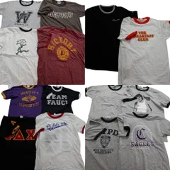 古着卸 まとめ売り リンガー 半袖Tシャツ 14枚セット (メンズ Ｓ /Ｍ ) カレッジ風 チャンピオン 英字プリント 中古 古着 NA2790