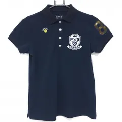 パーリーゲイツ 半袖ポロシャツ ネイビー×白 刺しゅうワッペン レディース 0(S) ゴルフウェア PEARLY GATES