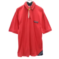 トミーヒルフィガー 90s オールド フラッグタグ 半袖 ポロシャツ L レッド TOMMY HILFIGER 鹿の子 メンズ