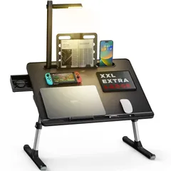 【在庫処分】ちゃぶ台 ノートPCパソコンテーブル 大容量天板 ベッドテーブル 角度 高さ調整 ローテーブル 引き出し ミニテーブル「安定性強化版」机 ブックスタンド付き 表面PVC加工 3段明るさ調整 40kg荷重 収納可能 パソコンテーブル 軽量 LEDライ