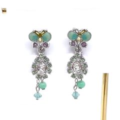 美品★ANNA SUI アナスイ ピアス バタフライ ビーズ ラインストーン グリーン