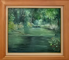 山陰の風景】 ♢ 森下小枝子 ガラス絵 作家:初期作品 油絵 F4号