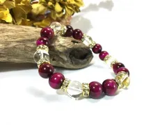 ピンクタイガーアイ×水晶 パワーストーン ブレスレット 天然石  10mm（ゴールド）メンズ・レディース 男性・女性 数珠ブレス 開運 [17]