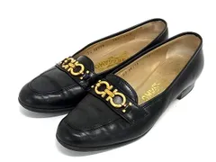 ■美品■ Salvatore Ferragamo フェラガモ ダブルガンチーニ ローファー サイズ6 1/2 (約24cm) 靴 シューズ ブラック系 DG5007
