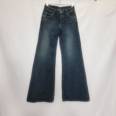 BISON CELLULOID ワイドバギー デニム ジーンズ フレアパンツ　ブルー　レディース　Mサイズ　綿100％