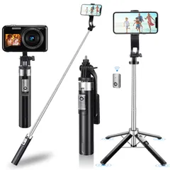 【新着商品】FCYOUO 自撮り棒 【2022 高い安定性 ＆人気、軽量コンパクト四脚】じどりぼう スマホスタンド 三脚 セルカ棒 iphone/android ミニ じどり棒 360度回転 最大１2 5cm＆7段伸縮 無線リモコン付き スマホクリッ GoPr