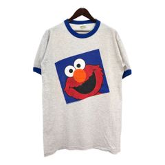 古着 90年代 セサミストリート エルモ キャラクタープリントTシャツ USA製 90s エルモ 大判 プリント 半袖 リンガー Tシャツ XL セサミ