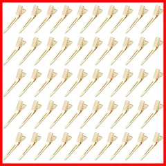 【特売】BetterJonny ダッカール ヘアクリップ プロ用 50本セット ワニ口クリップ 前髪 散髪 クリップ 美容業界 髪留め ヘアピン ワニクリップ ステンレス 前髪クリップ 4.5cm (ゴールド)