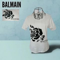 【BALMAIN】バルマン　Tシャツ　フローラルロゴ　ラインストーン　Ｍ　90s