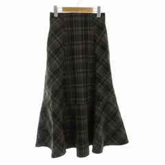 ロペピクニック ROPE Picnic チェックセミマーメイドスカート フレア ミモレ ロング 36 S 茶 ブラウン 黒 ブラック GDC-53100-B /RO