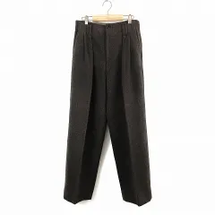 ティノラス MEN'S TENORAS アンゴラ混 タック パンツ スラックス XL 茶 ブラウン系のサムネイル