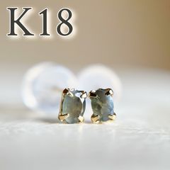 K18 天然石タンザナイト ピアス 希少石 レアストーン PEAR 18金