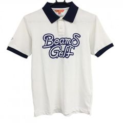 BEAMS GOLFビームスゴルフ 刺繍ロゴ 半袖ポロシャツ 白 Sゴルフウェア