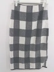 ◇ Discoat Parisien チェック 膝下丈 タイト ナロー スカート サイズM ホワイト系 グレー レディース P  【中古】 【1211090001269】
