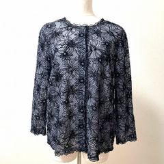 jean casarジャンカザール 黒シースルー花柄 刺繍 - メルカリ
