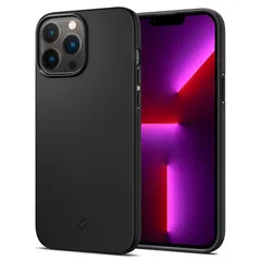 Spigen iPhone 13 Pro Max ケース 2重構造 米軍MIL規格取得 超極薄 レンズ保護 超薄型 超軽量 指紋防止 マット仕上げ シン・フィット ACS03674 (ブラック) 1