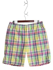 【お得なクーポン配布中!】 00s ポロ ラルフローレン チェック ショートパンツ メンズ XL オールド スイム サーフ ショーツ 水陸両用 コットン ナイロン インナー付き