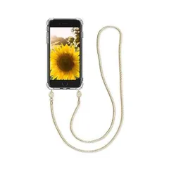 kwmobile 対応: Apple iPhone 7 / 8 / SE (2020) ケース - 首掛け ストラップ付き (透明 / メタリック)