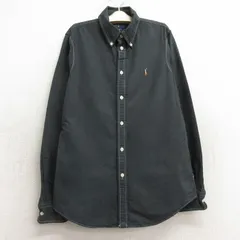古着 ラルフローレン 長袖 ブランド シャツ キッズ ボーイズ 子供服 ワンポイントロゴ オックスフォード コットン ボタンダウン 濃グレー 2