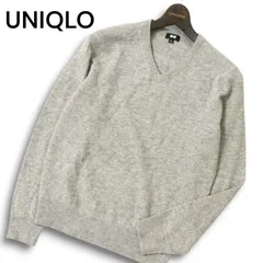 UNIQLO ユニクロ 秋冬 高級 カシミヤ100％★ Vネック セーター ニット Sz.S メンズ 灰 グレー