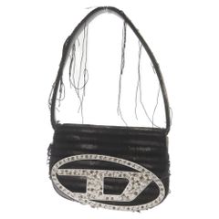 DIESEL (ディーゼル) 1DR-Iconic Shoulder Bag レザー切替 ダメージ加工 ショルダーバッグ ハンドバッグ ブラック X08396 P4993