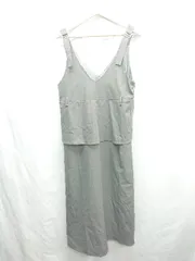 ◇ Θ JUNOAH ジュノア 裏地あり ロング丈 ワンピース サイズL グレー系 レディース E  【1501160011756】