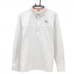 プーマ 長袖ポロシャツ 白 上部総柄 裏起毛 ハーフジップ  メンズ L ゴルフウェア PUMA