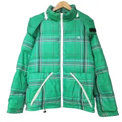 ハーレー Hurley ダウン ジャケット チェック ジップアップ フード ロゴ刺繡 L 緑 グリーン ■GY99 Xのサムネイル