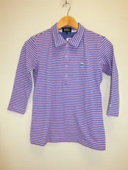 PEARLY GATES(パーリーゲイツ) 七分丈ポロシャツ ピンク×青ボーダー レディース 0  ゴルフウェア 1809-0906 中古