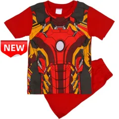 ✨新品✨アイアンマン キッズパジャマ 半袖パジャマ 子供パジャマ 半袖Tシャツ＆ハーフパンツ 上下セット ルームウェア 寝間着 部屋着 男の子 夏用 子供服 赤 かっこいい プレゼントにも最適 100cm 110cm 120cm 130cm 140cm