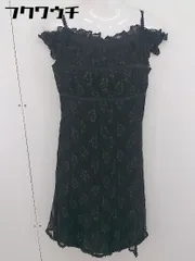 ◇ FRAGILE フラジール レース オフショルダー ノースリーブ 膝丈 ワンピース サイズ36 ブラック マルチ レディース  【中古】 【1201130004749】
