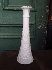 ヴィンテージ ミルクガラス 花瓶 花器 ベース 【m-2129】 Vintage Fenton ruffle Silver Crest flower vase/ビンテージ