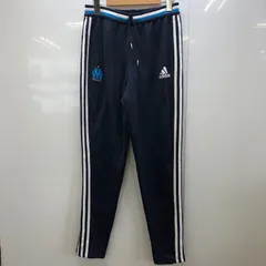 adidas アディダス climacool トラックパンツ ジャージ オリンピック マルセイユ スリーライン ドローコード フロントプリント ワンポイントプリント CHINA製 Sサイズ ネイビー