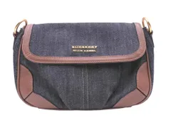 BURBERRY バーバリー ブルーレーベル デニム 切替 ショルダー バッグ 濃紺ｘ茶 ■■◎レディース