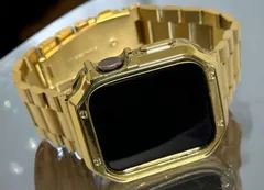 ゴールド★Apple Watchバンド ステンレスベルト アップルウォッチクロームカバー TPUケース series1〜11 ultra1 2 3 38mm40mm41mm42mm44mm45mm46mm49mmウルトラ メンズ レディース