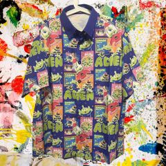リトルグリーンメン リプリント メンズ 半袖 シャツ 柄シャツ 個性的 L XL トイストーリー 宇宙人 シャツ 速乾 デザインシャツ 柄 夏 男性 新品未使用 レトロ 個性的 奇抜 エモい カットソー 攻め 前衛的 衣類 トップス お洒落 ハイデザイン