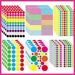 4440個 カラフル ドットステッカー、30枚 マルチサイズ 色付き コード 粘着ドット、色分けラベル 装飾 丸型 ステッカー ラベルのマーキング ホームオフィスでの使用