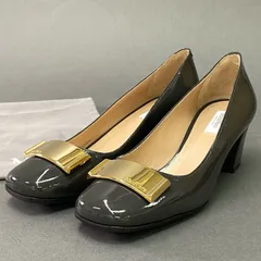 6a5 《極美品》 Max Mara マックスマーラ ゴールドプレート エナメルパンプス 35 グレー パテントレザー イタリア製 シューズ 靴のサムネイル
