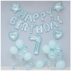 【人気商品】ナンバー７ 男の子 女の子 水色 数字バルーン サプライズ 撮影 映え 誕生日 バルーン バースデー パーティー 【風船屋】7歳 ガーランド 飾り付け (７歳)
